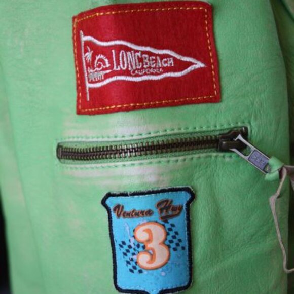 DOUBLE D RANCH LEATHER BIKER JACKET California Logo Patches - Picture 5 of 15